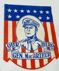 Vintage Old Original Wwii Gen  Macarthur Our Hero Window Banner Flag