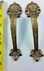 2 Solid Brass Crown Handles 6-3 4  Pulls Door Cabinet Ant  Style Barn Gate  p10