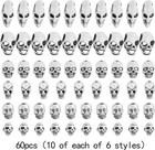 60pcs Antique Silver Skull Beads Vintage Alloy Skeleton Skull Head Spacer Beads