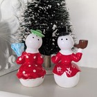 Rare Vintage Artmark Ceramic Snowman Couple Salt Pepper Shakers Japan Hh Era