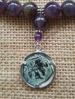 Authentic Spanish Colonial Pirate Shipwreck 1 2 Maravedis Coin Amethyst Necklace