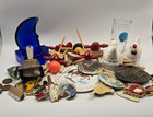 Vtg Estate Junk Drawer Lot Coins Salt   Pepper Shakers Cobalt Blue Lapel Pins
