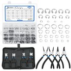 850pcs C-clip   E-clip Retaining Rings Assortment   5  Snap Ring Pliers Set