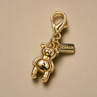 New Coach Bear Bag Charm Mini Teddy Keychain Purse Handbag Gold Key Ring Fob