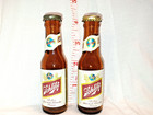4  Vintage Glass Schlitz Beer Bottle Salt   Pepper Shakers  50s Novelty  Unused