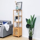 Bamboo Bathroom Storage Floor Cabinet 4 Tiers Shelving Unit Tower Corner Rack Us