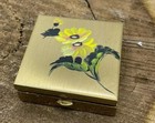Antique Hand Painted Floral Brass Pill Trinket Box