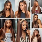 Freiuoke P4 30 Bundles Human Hair Brown Straight Bundle Brazilian Virgin Mixed