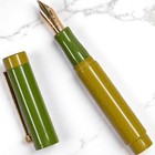 Eboya Tan-pen Ebonite 14k Fountain Pen Lemon Lollipop F Nib Yellow   Green New