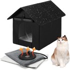 Heated Cat Shelter Outdoor Insulated Pet House Dual Exit Portable Warm Kitty Bed