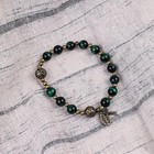 Green Tiger Eye Stone Beads Rosary Bracelet With Catholic Miraculous Medal