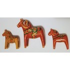 Vintage Authentic Nils Olsson Swedish Dala Horse Set Of 3 Nusn  s With Labels
