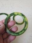 Set Of Three Vintage Bakelite Marbled Green   Yellow Bangles Art Deco Jewelry