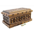 Wood Custom Hand Carved Made Lockable Wooden Carved Chest Wood Jewelry Box
