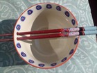 Yokohama Studio Hand Painted Ramen rice noodle Bowl   Chop Sticks