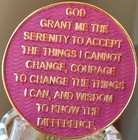 4 Year Aa Medallion Lavender Pink Gold Alcoholics Anonymous Sobriety Chip Coin 