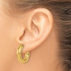 14k Solid Yellow Gold 4mm Round Oval Medium Hoop Earrings