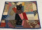 Vintage Antique Patchwork Quilt Table Topper  Crazy  Calico Patches  Multi Color