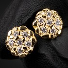 Round Yellow Gold Plated Iced Circle Nugget Hip Hop Stud Screw Back Earrings