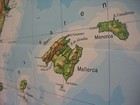 School Wall Map Spain Portugal Mallorca Ibiza Madrid Lisbon 195x167cm 1971