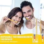 Hofason Disposable Toothbrushes With Toothpaste Pack Of 100  Yellow Hollow Tr   