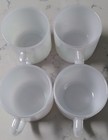 4 Vintage Federal Moonglow Iridescent Milk Glass Coffee Mugs Tea Cups