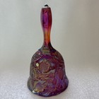 Vintage 1992 Fenton Glass Amethyst Iridescent Bell W inverted Strawberry Pattern