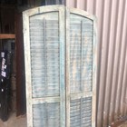 Tall Pair C1880 Arched Top Window House Shutter Panels 71    X 15 3 8w Blue Green 