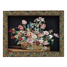 Vintage Woven Tapestry Wall Hanging - Victorian Style Floral Bouquet Jacquard   