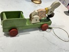 Antique Vintage Wooden Toy Pull A Long Chimer Bunny