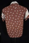 Rare Vintage 1940 s Brown Print Gabardine Shirt Size Small Excellent Condition