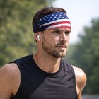 Halo Headband Bandit 4  Wide Pullover Sweatband - Usa Flag  - Made In The Usa