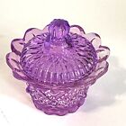 Vintage Lavender Glass Candy Dish Or Vanity Container With Lid French Country