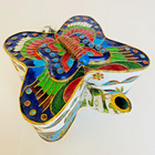 Butterfly Mini Champleve Trinket Box Tea Pot Shaped Figural Decor Vintage 4 25 