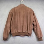 Vintage Luchano Leather Jacket Mens M Brown Bomber Wwii Normandy Invasion Map