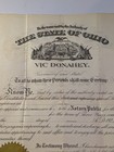 1925 Ohio State Notary Public Commission Document Signed By Governor Vic Donahey