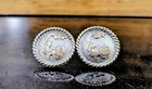 Vintage 652 Western Tack Alpaca Mexico Silver   Gold Floral Rope Edge Conchos 1 