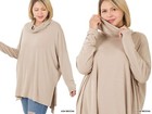 1x 2x 3x Women s Cowl Neck Turtle Neck Long Sleeve Top Loose Tunic T-shirt