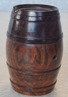 Antique Miniature Carved Treen Wooden Barrel - 7cm Tall