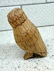 Vintage Folk Art Hand-carved Wooden Owl Sculpture