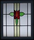 Old English Leaded Stained Glass Window Abstract Floral 20 3 4  X 24 3 4 