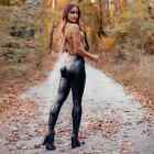 Pants Latex Shiny Faux Leggings Gym Clothing Shape Curves Pairadize Stretchy Us