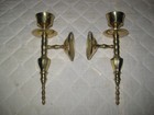 Pair Of Vintage Solid Brass Wall Mount Sconce Candle Holders Lqqk  Free Shipping