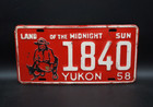 1958 Yukon Canada License Plate - Original Paint