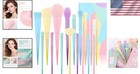Colorful Kabuki And Face Brush Set  17-pieced For Makeup Artists And Beginners