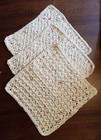Hand Crocheted Dishcloth 100  Cotton Set Of 3 - Natural With Fleck