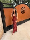 Red Lace Strapless Sweetheart Corset Bodycon Maxi Dress Zip Size S