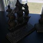 Antique Original Bronze Bookends Clipper Ship Sailing Nautical 