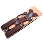Deep Coffee Color Button Holes Link Men s Suspenders Polyester Fiber With Rubber