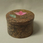 Vintage Stone Trinket Jewelry Box With Mother Of Pearl Flower Shaped Inlay